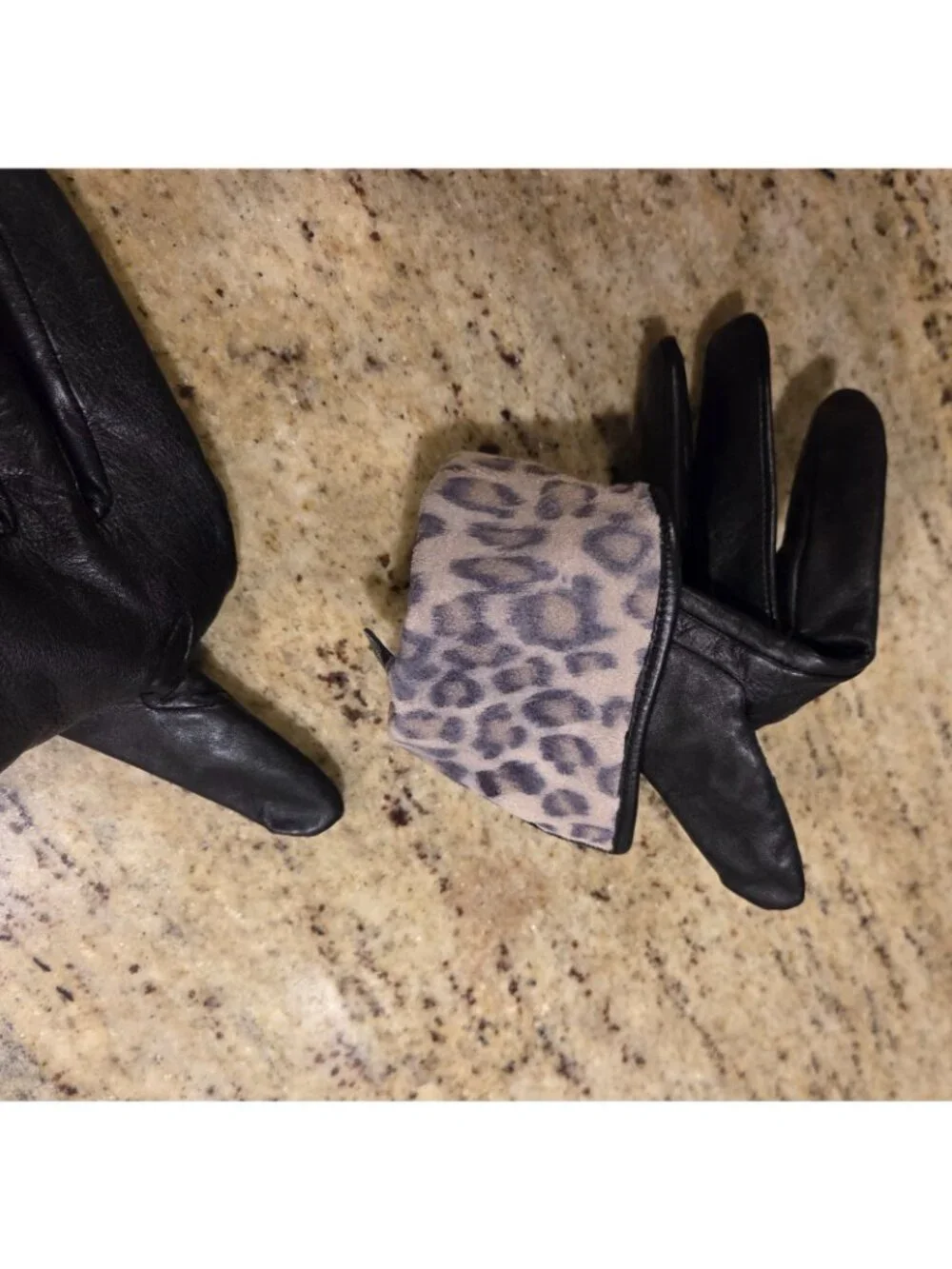 Merona Women's M/L Black Soft Leather Gloves Animal Print Lined